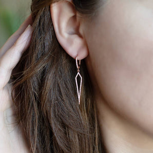 Pointy Diamond Dangle Earrings 14K Rose Gold