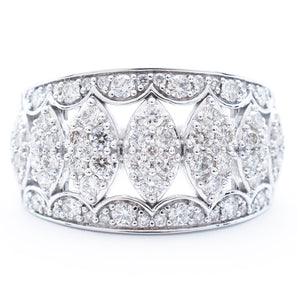 1.00 CTW Wide Marquise Pattern Diamond Band 14K White Gold