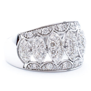 1.00 CTW Wide Marquise Pattern Diamond Band 14K White Gold