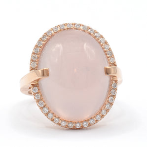 Rose Quartz and Diamond Ring 14K Rose Gold