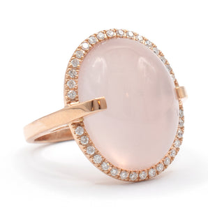 Rose Quartz and Diamond Ring 14K Rose Gold