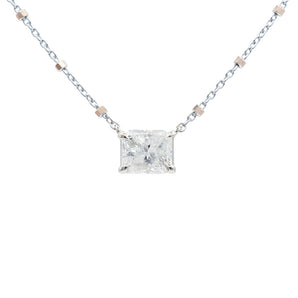 1.14 Carat Radiant Diamond Pendant 14K White and Rose Gold