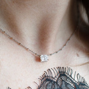 1.14 Carat Radiant Diamond Pendant 14K White and Rose Gold