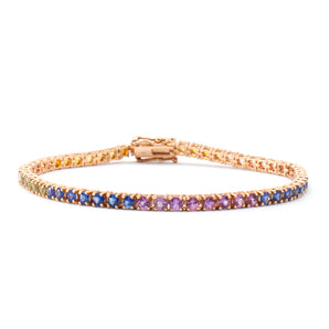 6.10 CTW Multi Colored Sapphire Tennis Bracelet 14K Rose Gold