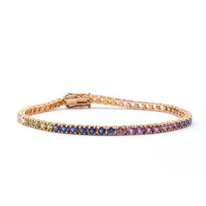 6.10 CTW Multi Colored Sapphire Tennis Bracelet 14KR