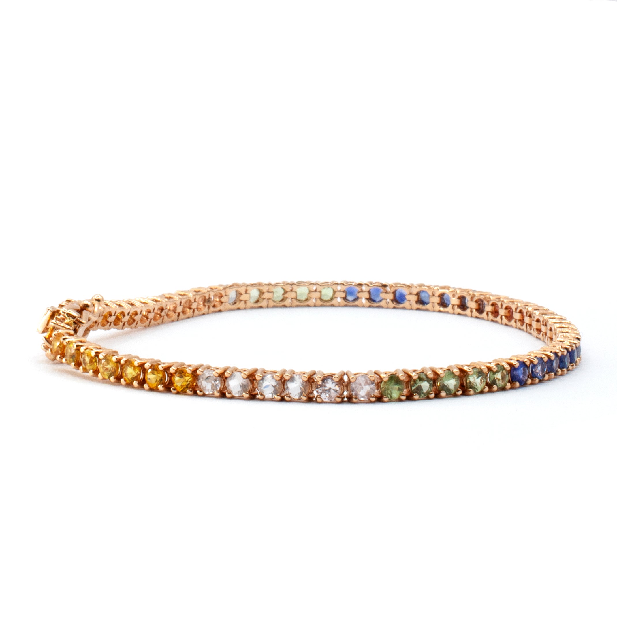 6.10 CTW Multi Colored Sapphire Tennis Bracelet 14KR