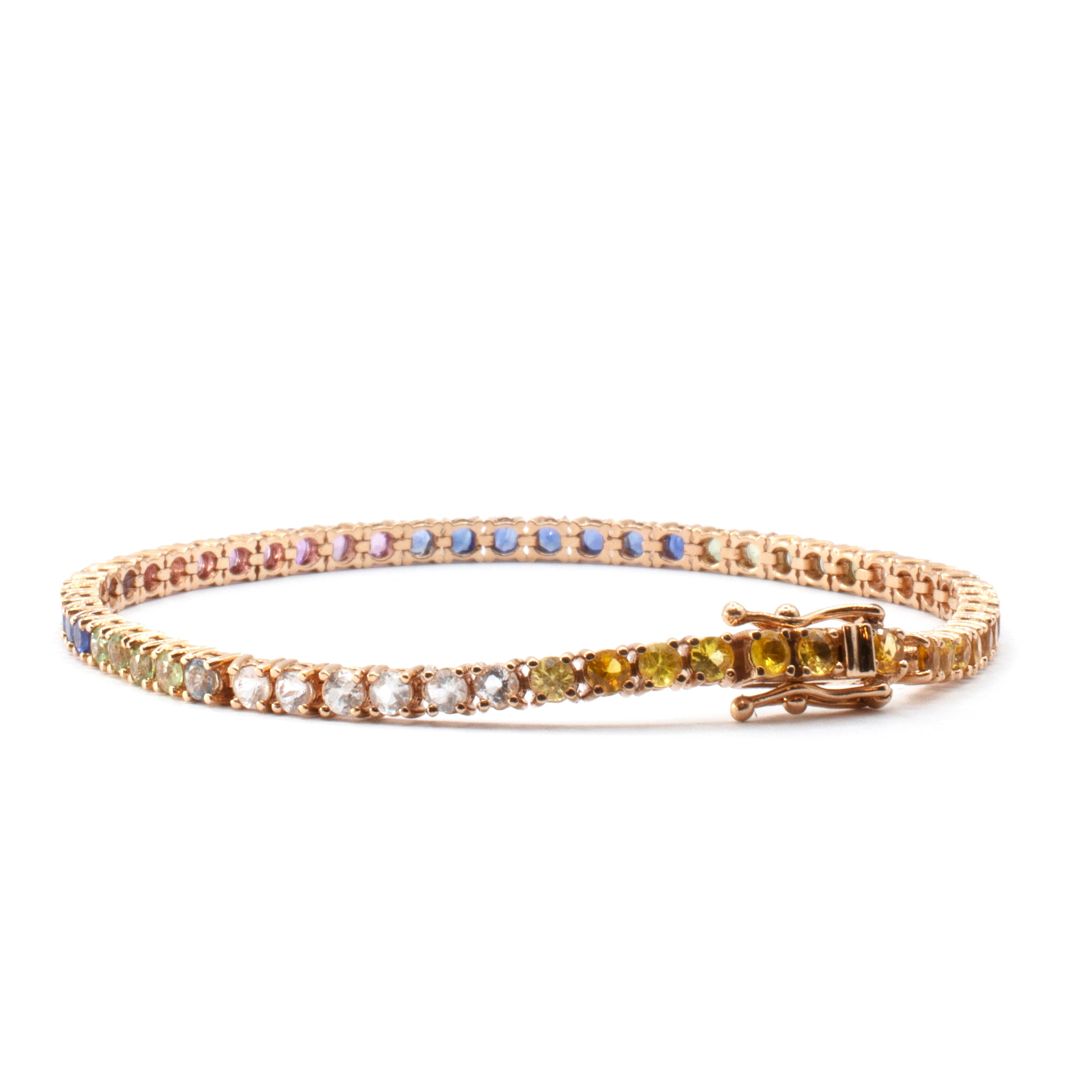 6.10 CTW Multi Colored Sapphire Tennis Bracelet 14KR