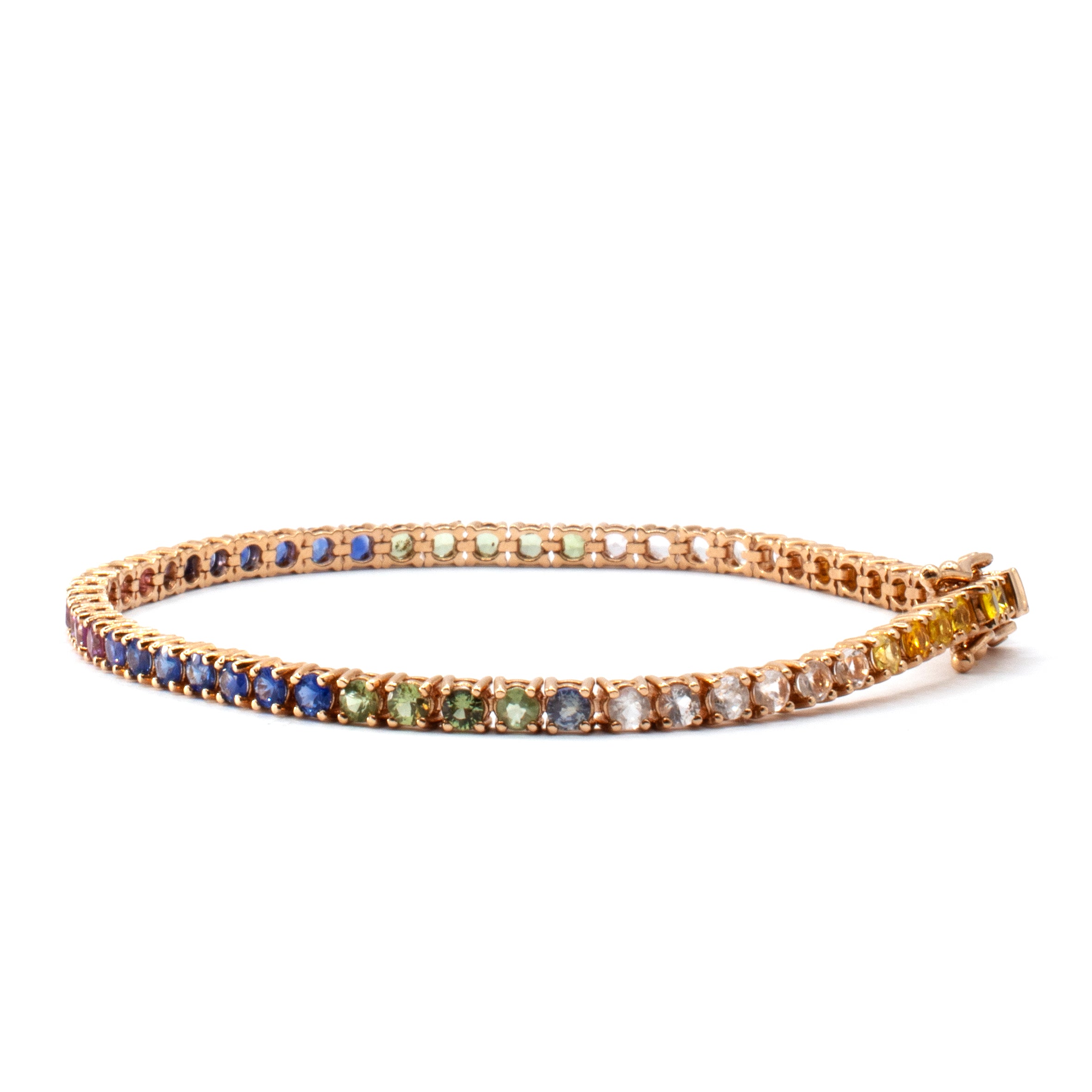 6.10 CTW Multi Colored Sapphire Tennis Bracelet 14KR