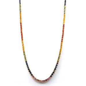 10.47 CTW Multi Colored Sapphire Tennis Necklace 14KY