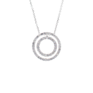 Diamond Double Circle Pendant 14K White Gold