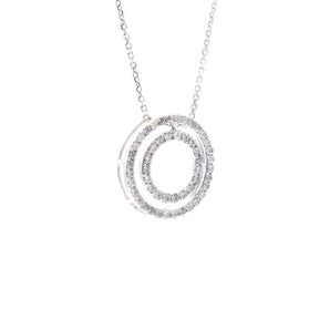 Diamond Double Circle Pendant 14K White Gold