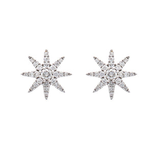 Diamond Pave Star Stud Earrings 14K White Gold