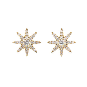 Diamond Pave Star Stud Earrings 14K Yellow Gold