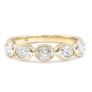 .95 CTW Oval Diamond 5-Stone Bezel Ring 14K Yellow Gold