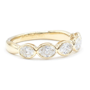 .95 CTW Oval Diamond 5-Stone Bezel Ring 14K Yellow Gold