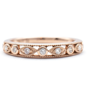 Patterned Diamond Wedding Band 14K Rose Gold