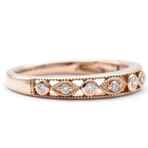 Patterned Diamond Wedding Band 14K Rose Gold