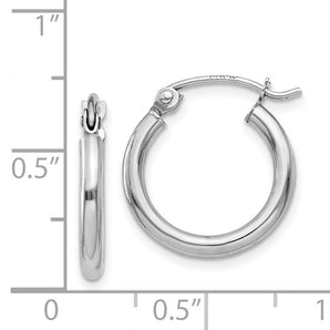 Classic 14K White Gold Tube 2mm Thick Hoop Earrings  (Various Sizes)