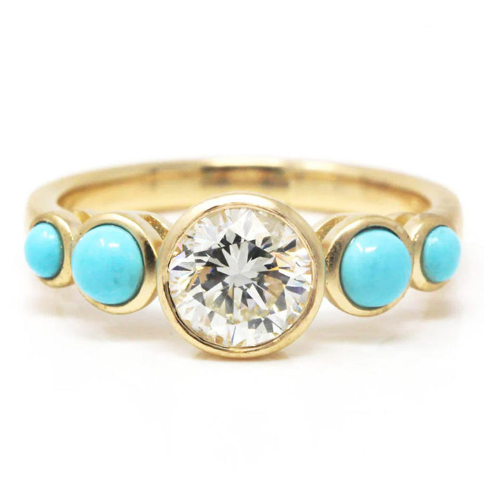 diamond and turquoise custom designed ring