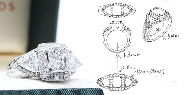 custom engagement ring design sketch