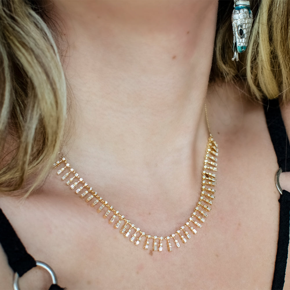"Cleopatra Collar" Diamond Fringe Necklace