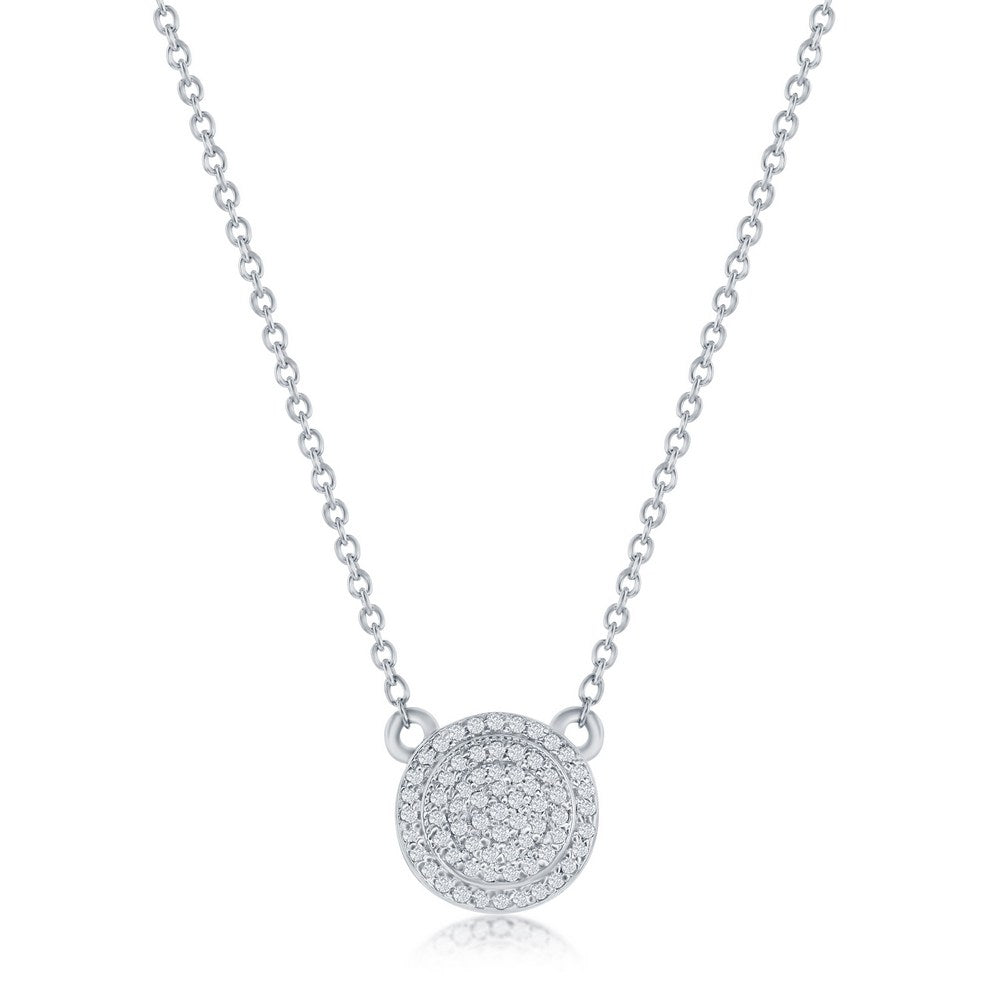 Sterling Silver Diamond Halo Necklace