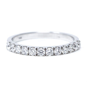 Round Diamond Half Eternity Wedding Band 14K White Gold