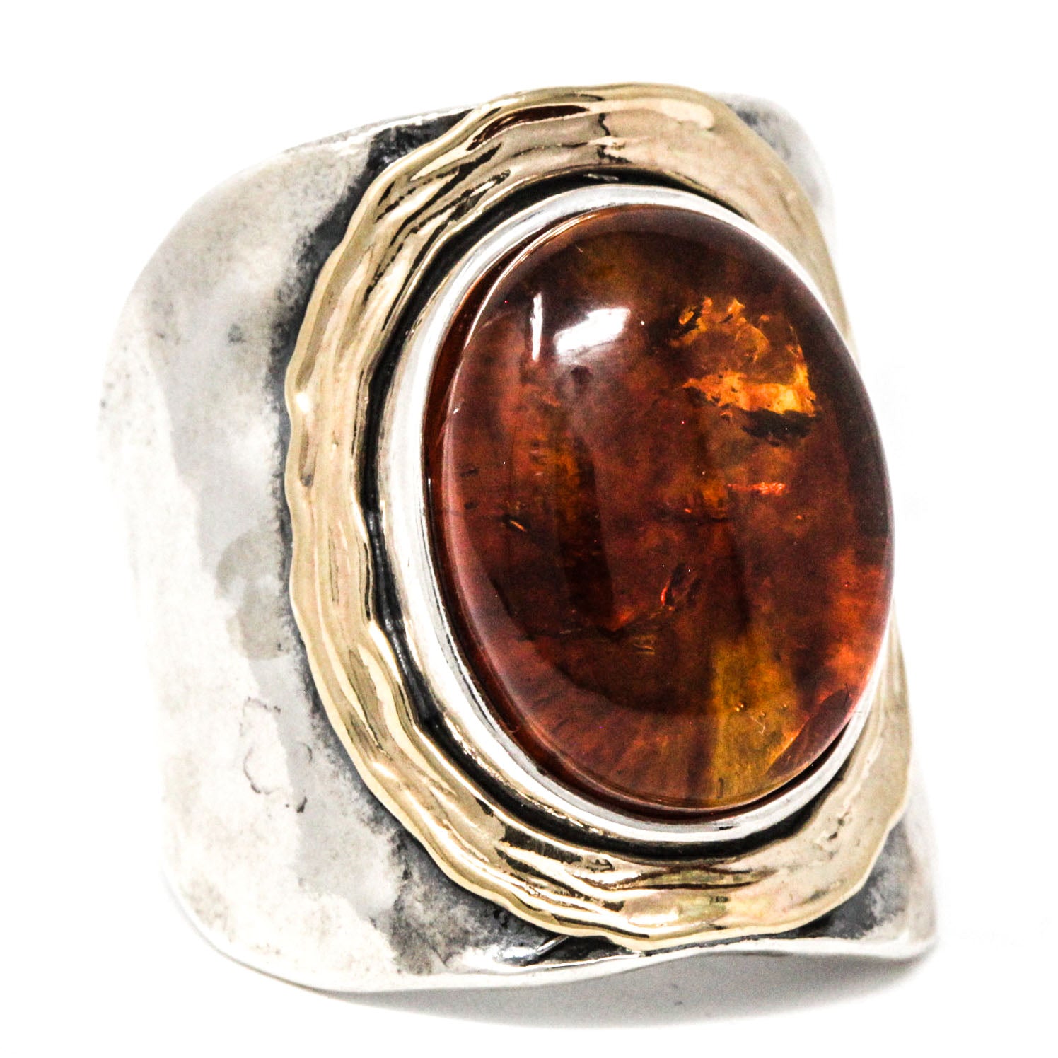 Oval Amber Wide Ring