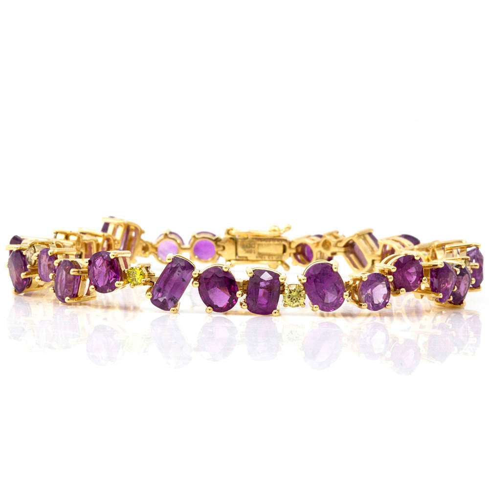 Asymmetrical Pink and Purple Sapphire Bracelet