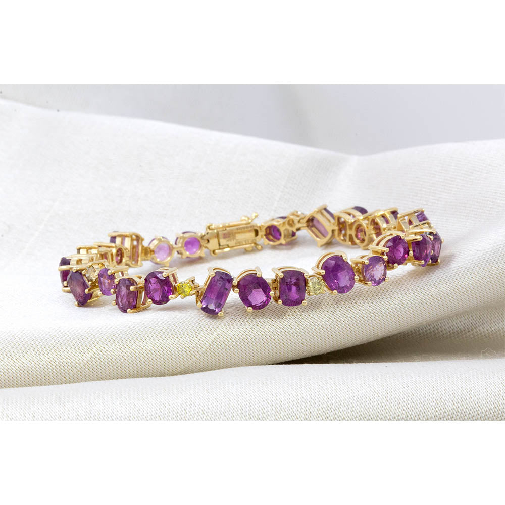 Asymmetrical Pink and Purple Sapphire Bracelet