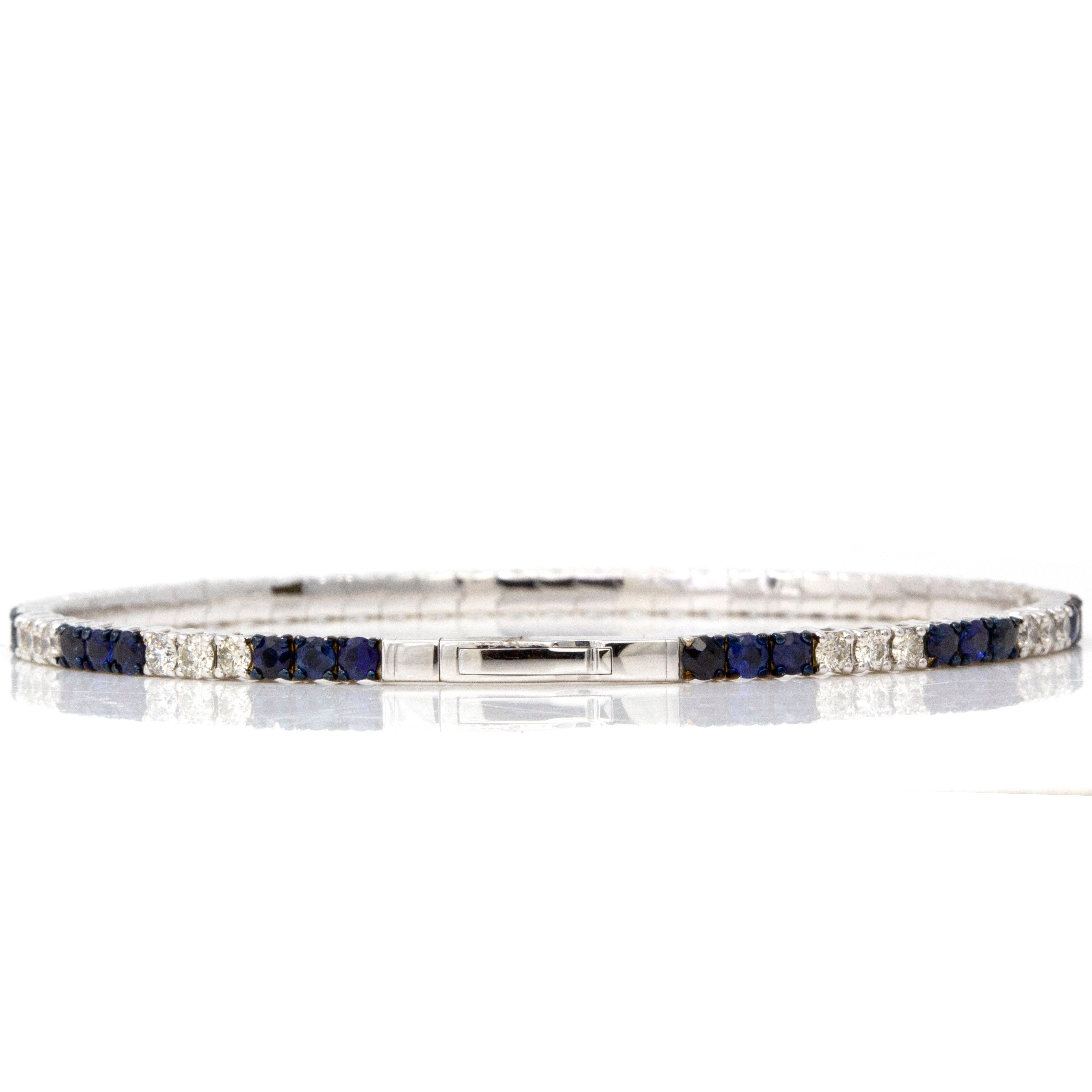 2.10 CTW Sapphire & 1.88 CTW Diamond Flexi-Bangle Bracelet