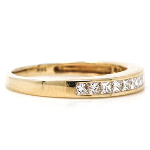 Princess Diamond Wedding Band 14K Yellow Gold